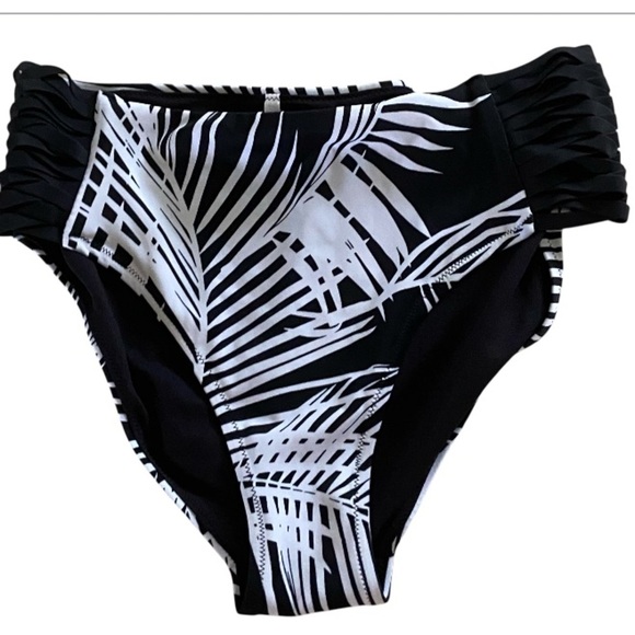 Athleta Black and White Palm Print Bikini Bottom size M - Picture 1 of 3